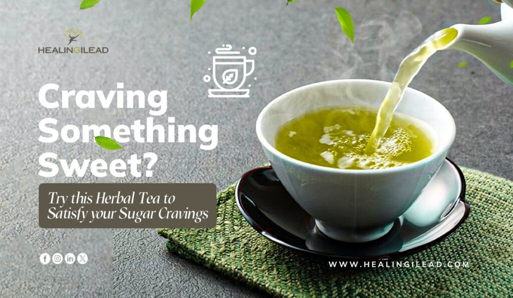 A photo of a kettle pouring tea into a cup with the description Why we crave Sugar and Strategies to Overcome Sugar Cravings