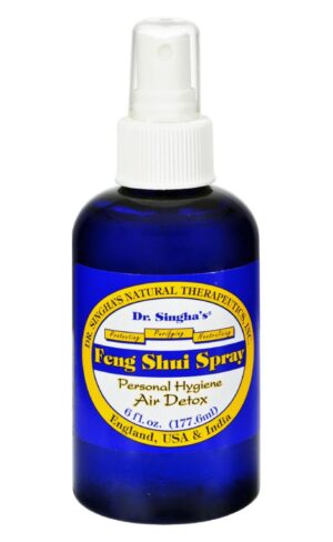 Alt Text: Dr. Singha’s Feng Shui Spray – Air Detox with Essential Oils, 6 fl oz – Naturally Refreshes Air.