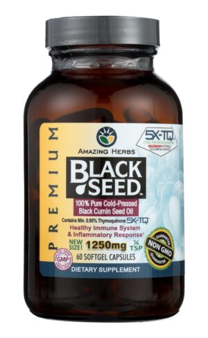 Amazing Herbs Premium Black Seed Oil – Supports Immune and Cardiovascular Health