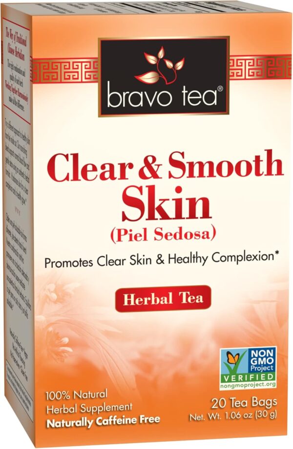 Bravo Teas And Herbs  Clear And Smooth Skin Tea with Herbal Blend, Supports Skin Health, Promotes Detoxification, Boosts Radiance, Vegan, Gluten-Free, 20 Tea Bags - Image 4