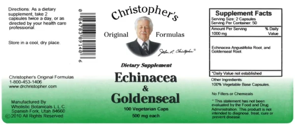 Person taking Dr. Christopher's Echinacea & Goldenseal Capsules.