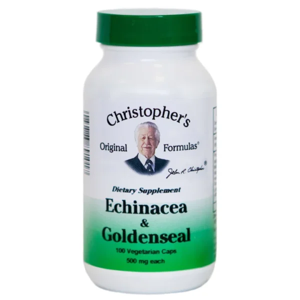 Ingredients of Dr. Christopher's Echinacea & Goldenseal Capsules.