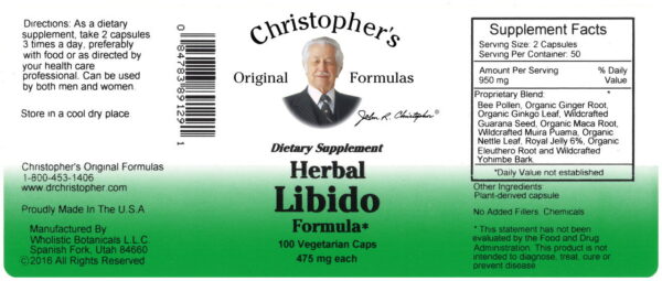 Dr. Christopher's Herbal Libido Formula Capsules - Bottle of Capsules